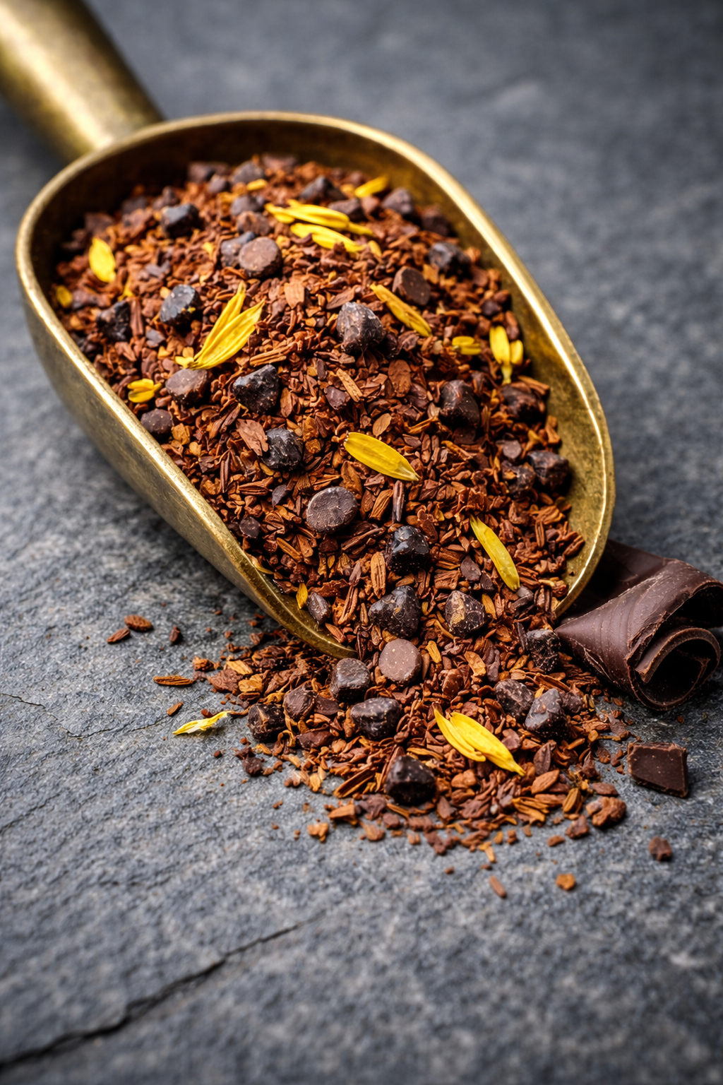 Mint Noir™
Rooibos Herbal Tea with Cacao Nibs, Peppermint & Calendula